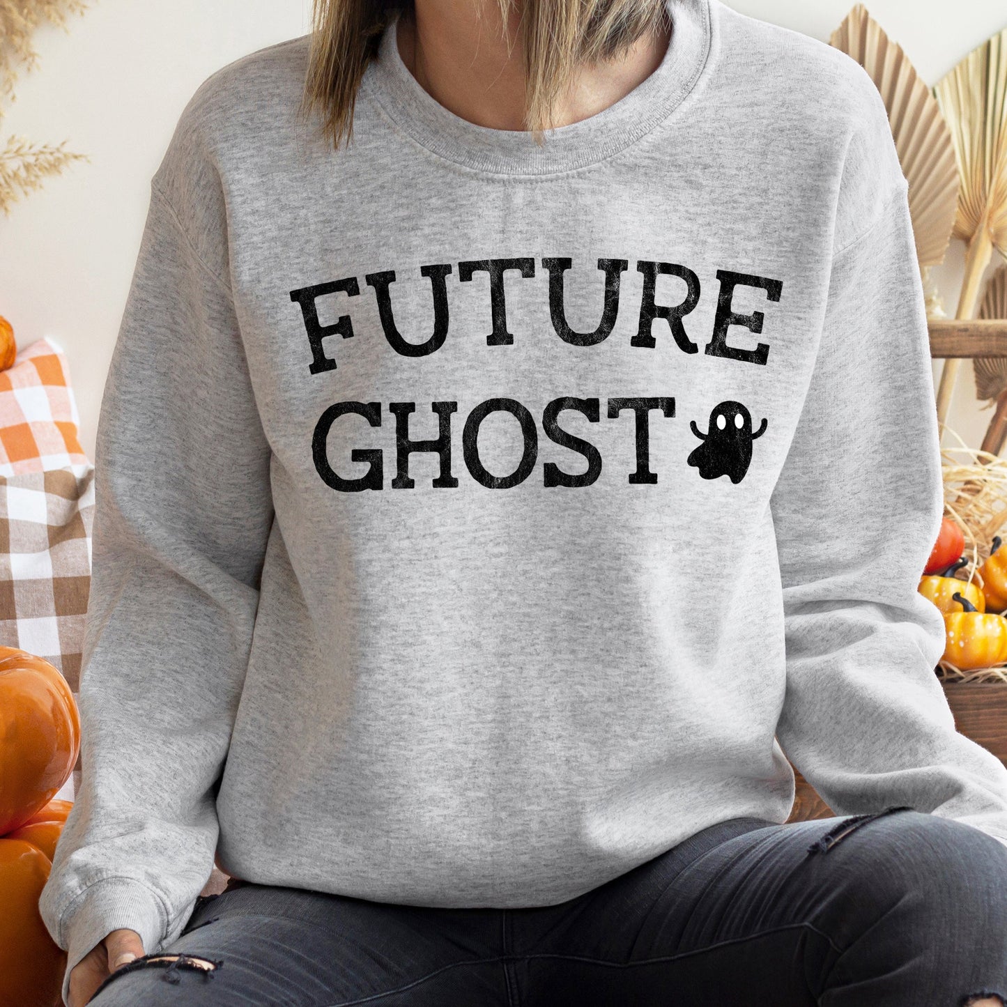 Future Ghost Halloween Sweatshirt Unisex Cotton Polyester Blend