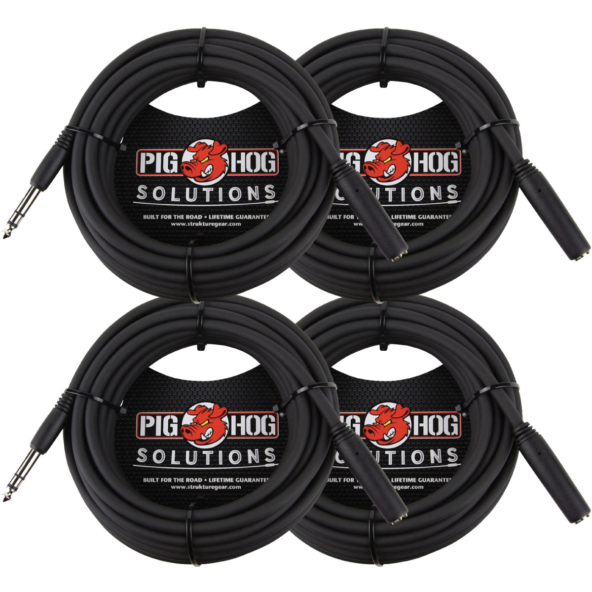 25ft Headphone Extension Cable 1/4 Inch 4 Pack Pig Hog PHX14-25 Solutions
