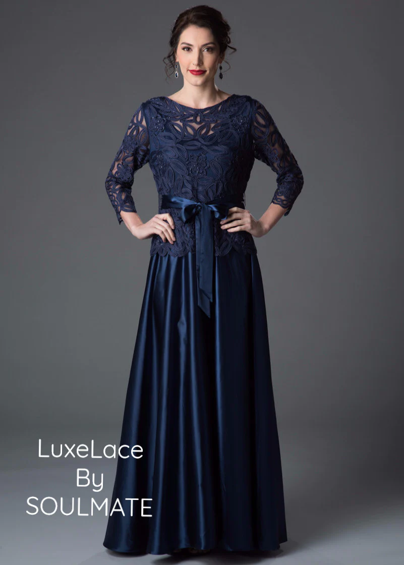 A-Line Gown Satin Ribbon Belt Dress Soulmates