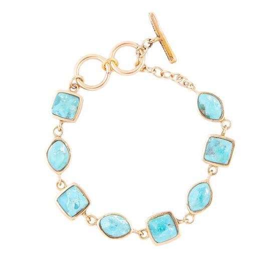 Blue Turquoise Hammered Link Bracelet Genuine by Barse Jewelry
