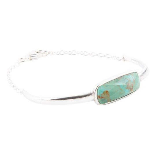 Genuine Blue Turquoise Sterling Chained Up Cuff Bracelet