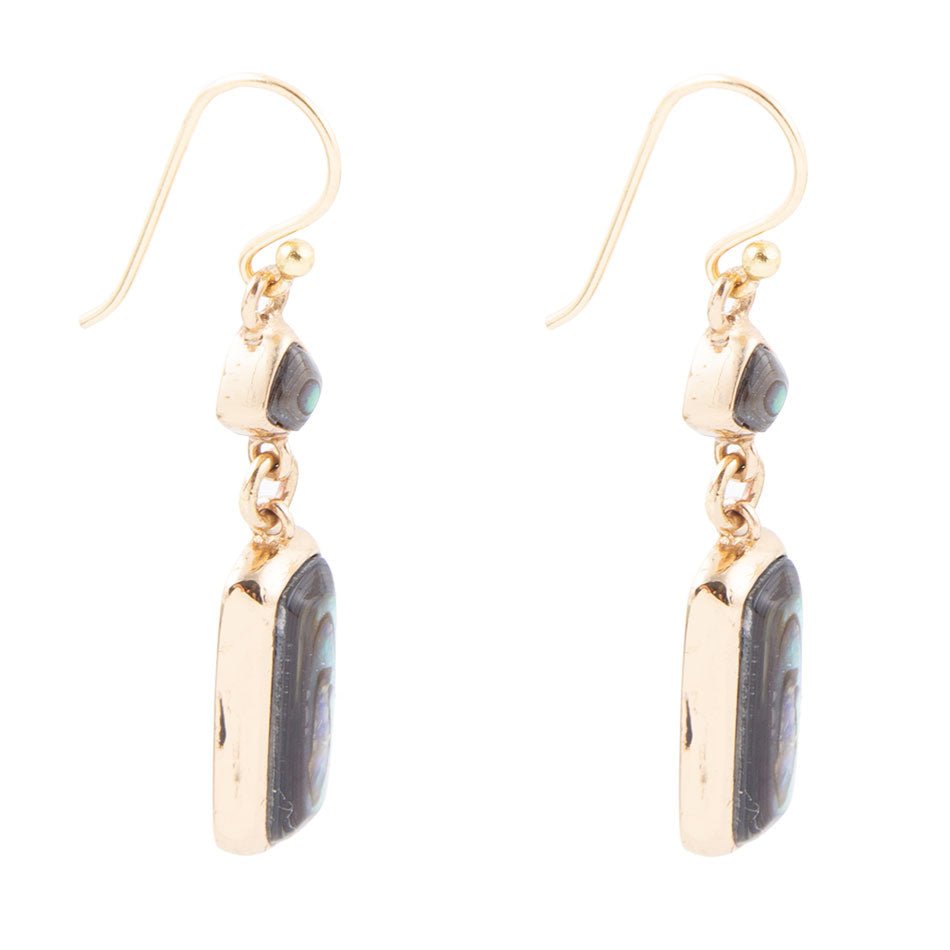 Blue Abalone Golden Drop Earrings Geo Barse Jewelry