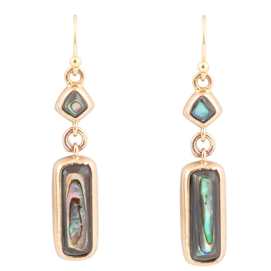 Blue Abalone Golden Drop Earrings Geo Barse Jewelry