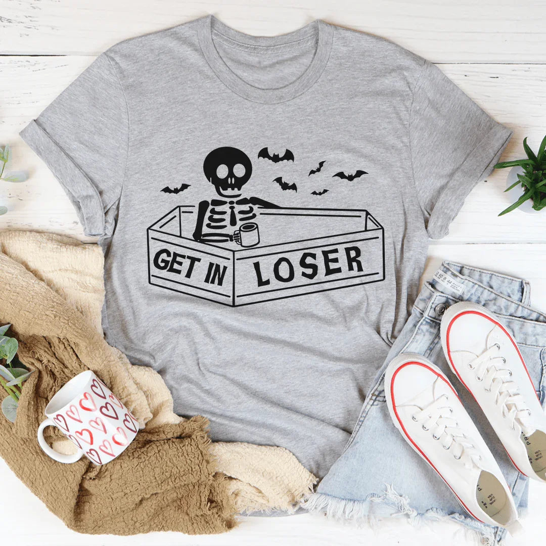 Get In Loser Halloween Tee Soft Lightweight T-Shirt Peachy Sunday