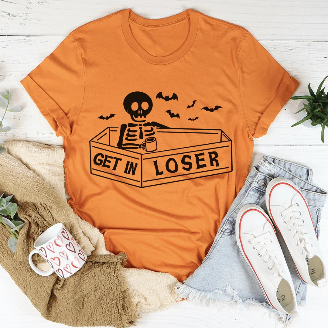 Get In Loser Halloween Tee Soft Lightweight T-Shirt Peachy Sunday