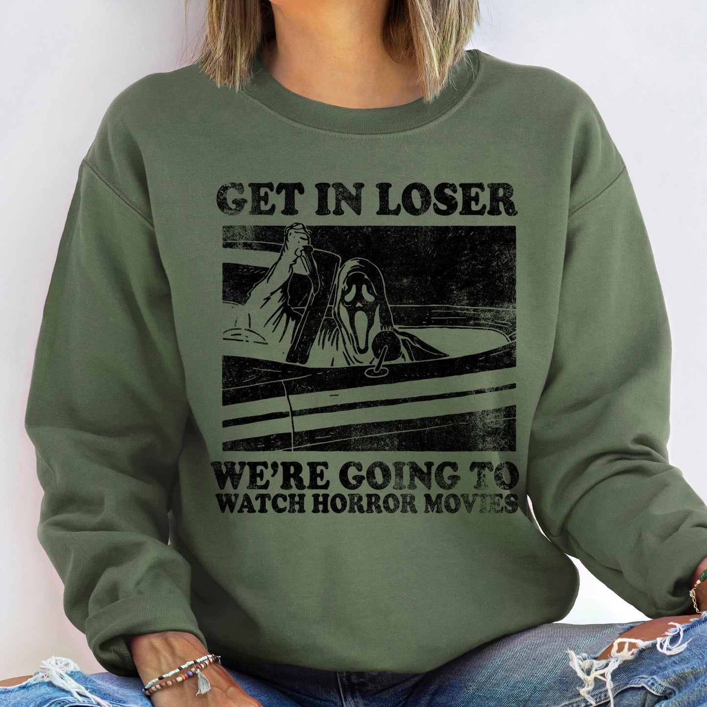 Get In Loser Halloween Sweatshirt Unisex Cotton-Polyester Blend