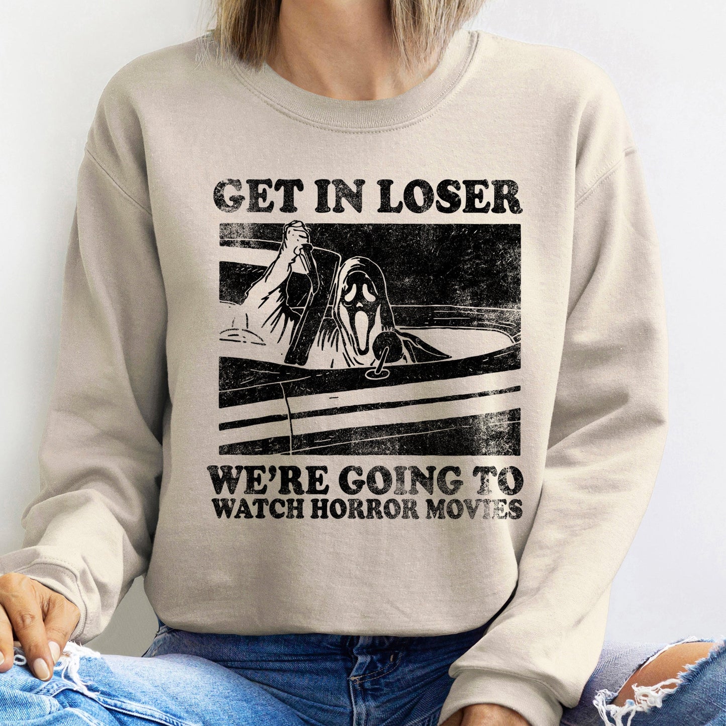 Get In Loser Halloween Sweatshirt Unisex Cotton-Polyester Blend