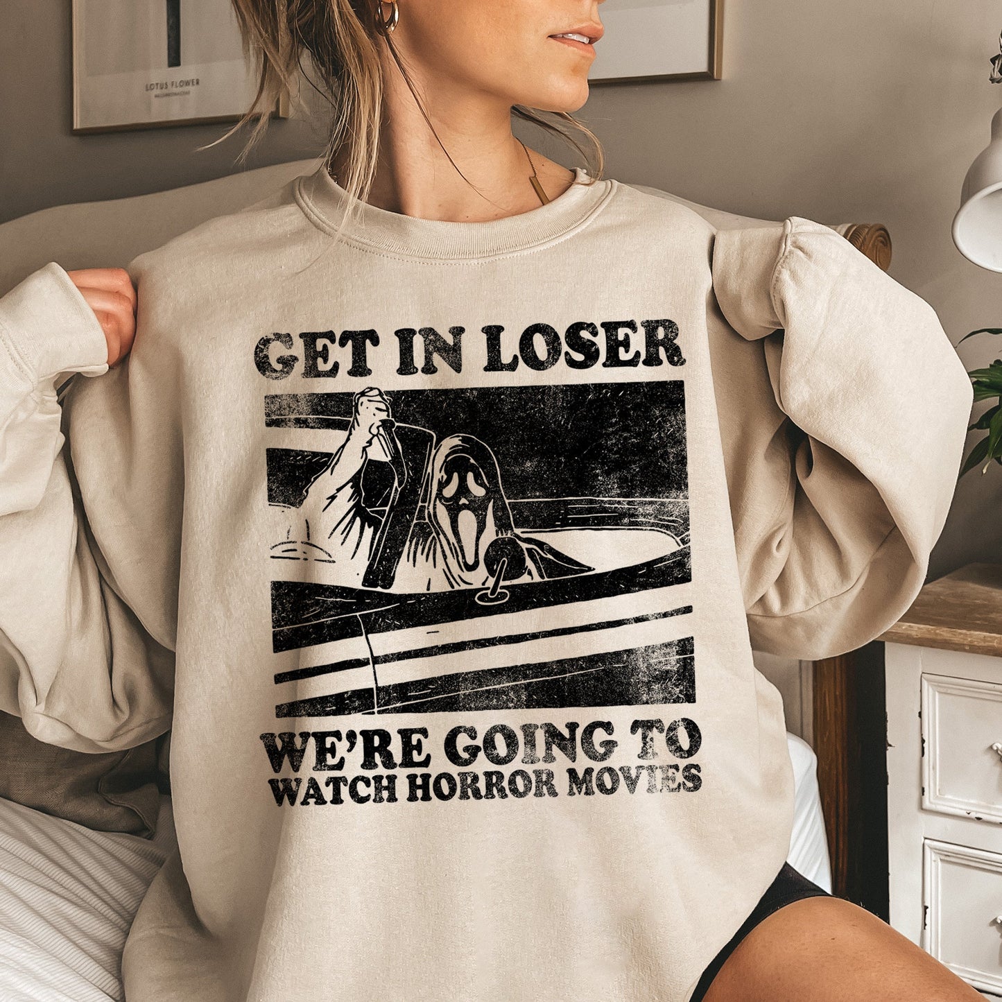 Get In Loser Halloween Sweatshirt Unisex Cotton-Polyester Blend