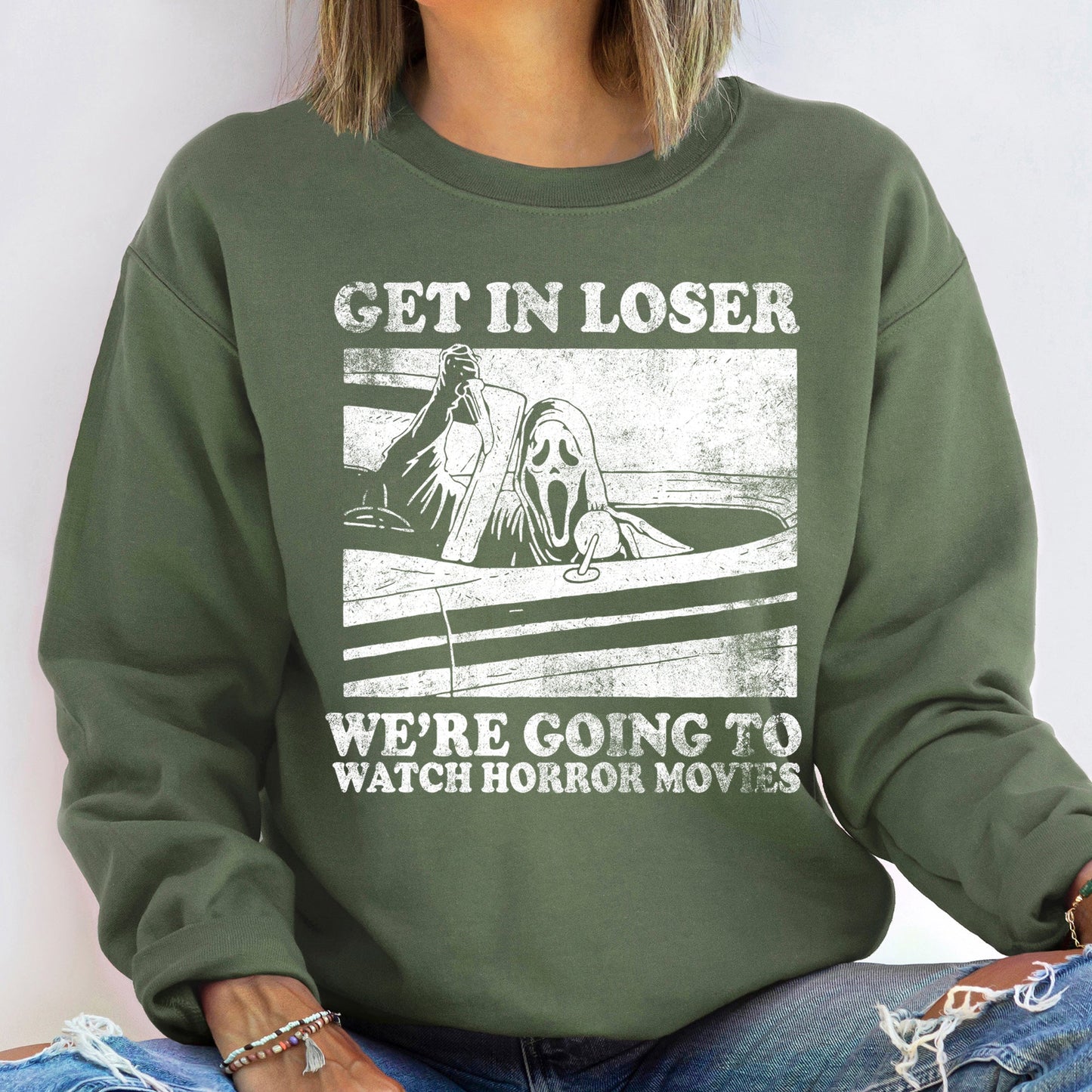Get In Loser Vintage Halloween Sweatshirt Unisex Pullover