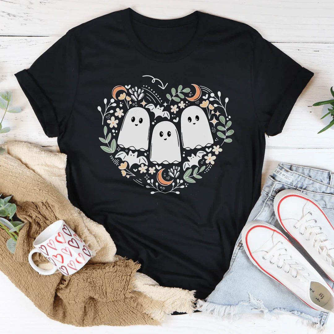 Ghost Halloween Bookish Tee Ultra-Soft T-Shirt Peachy Sunday