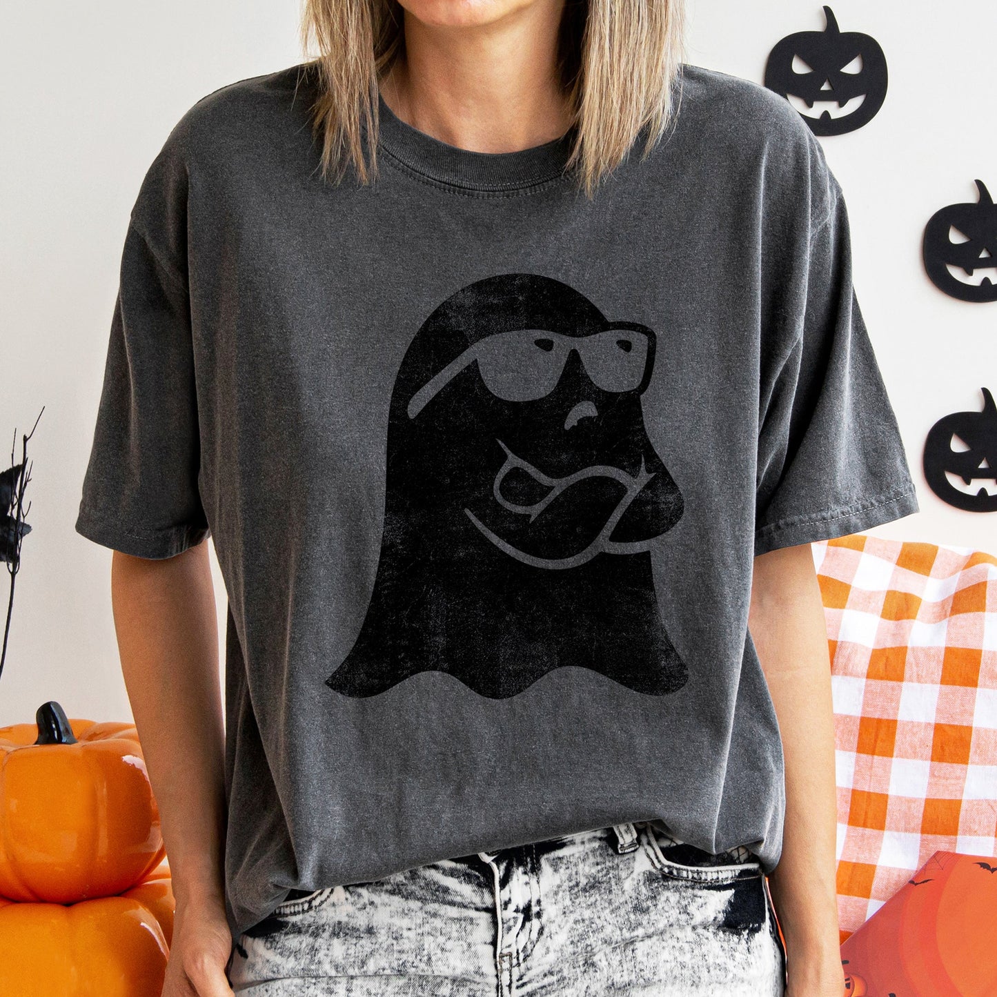 Ghost Arms Crossed Retro Halloween Comfort Colors Tshirt