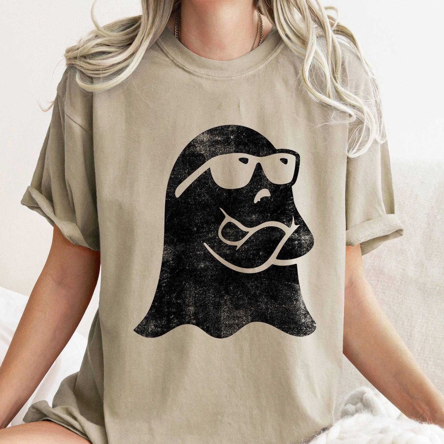 Ghost Arms Crossed Retro Halloween Comfort Colors Tshirt