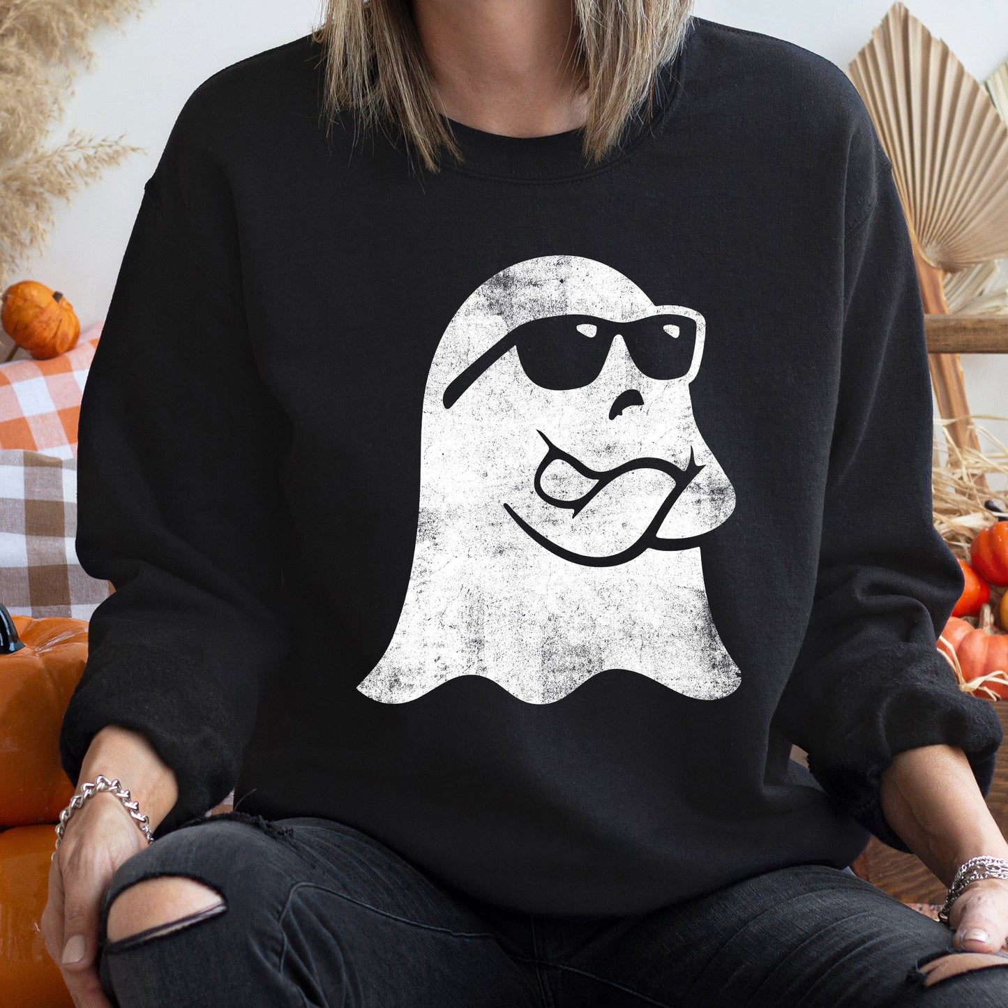 Ghost Arms Crossed Vintage Halloween Sweatshirt Cozy Unisex Sweatshirt Refinery No. 1