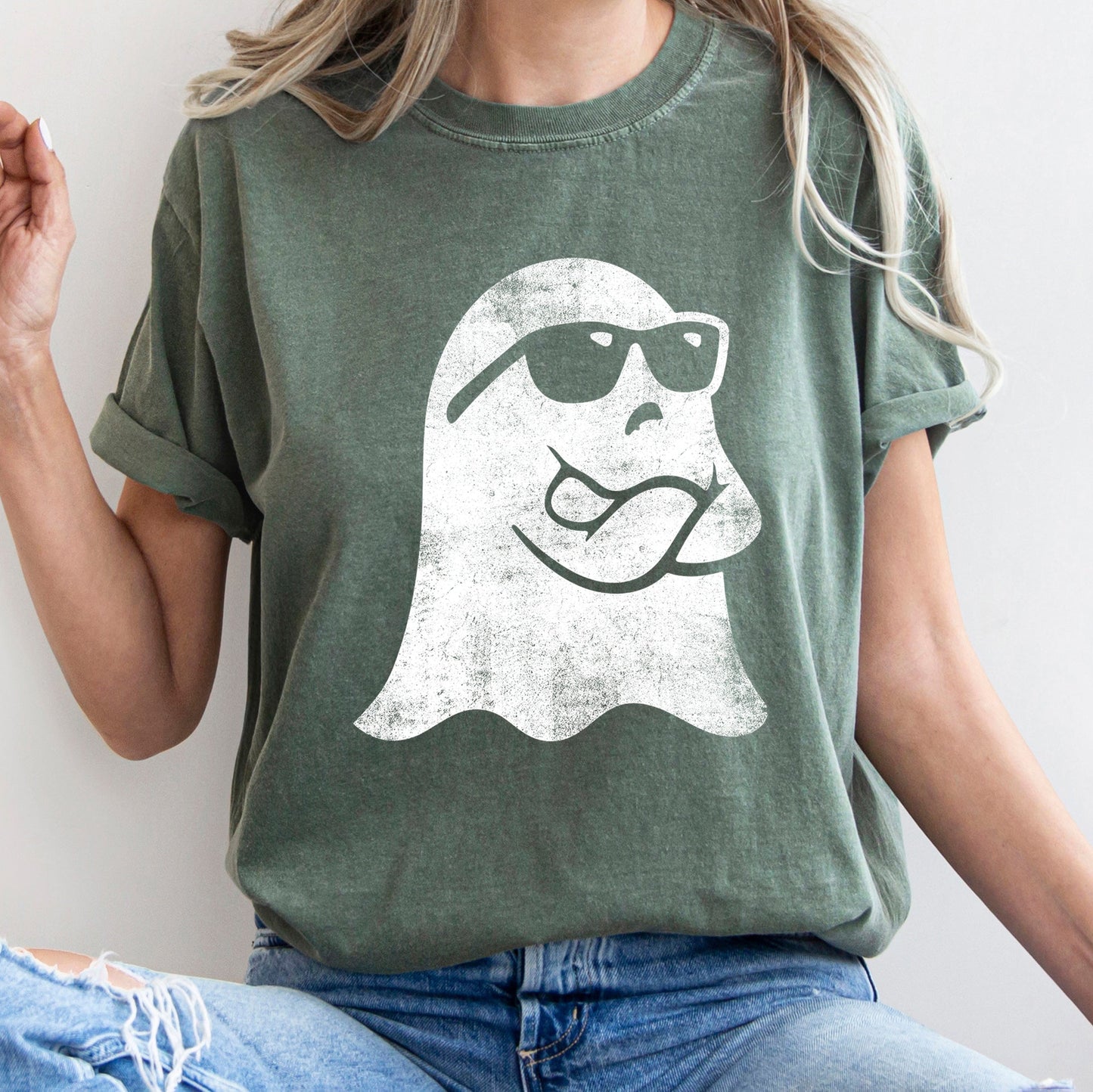 Ghost Arms Crossed Retro Halloween Comfort Colors Tshirt