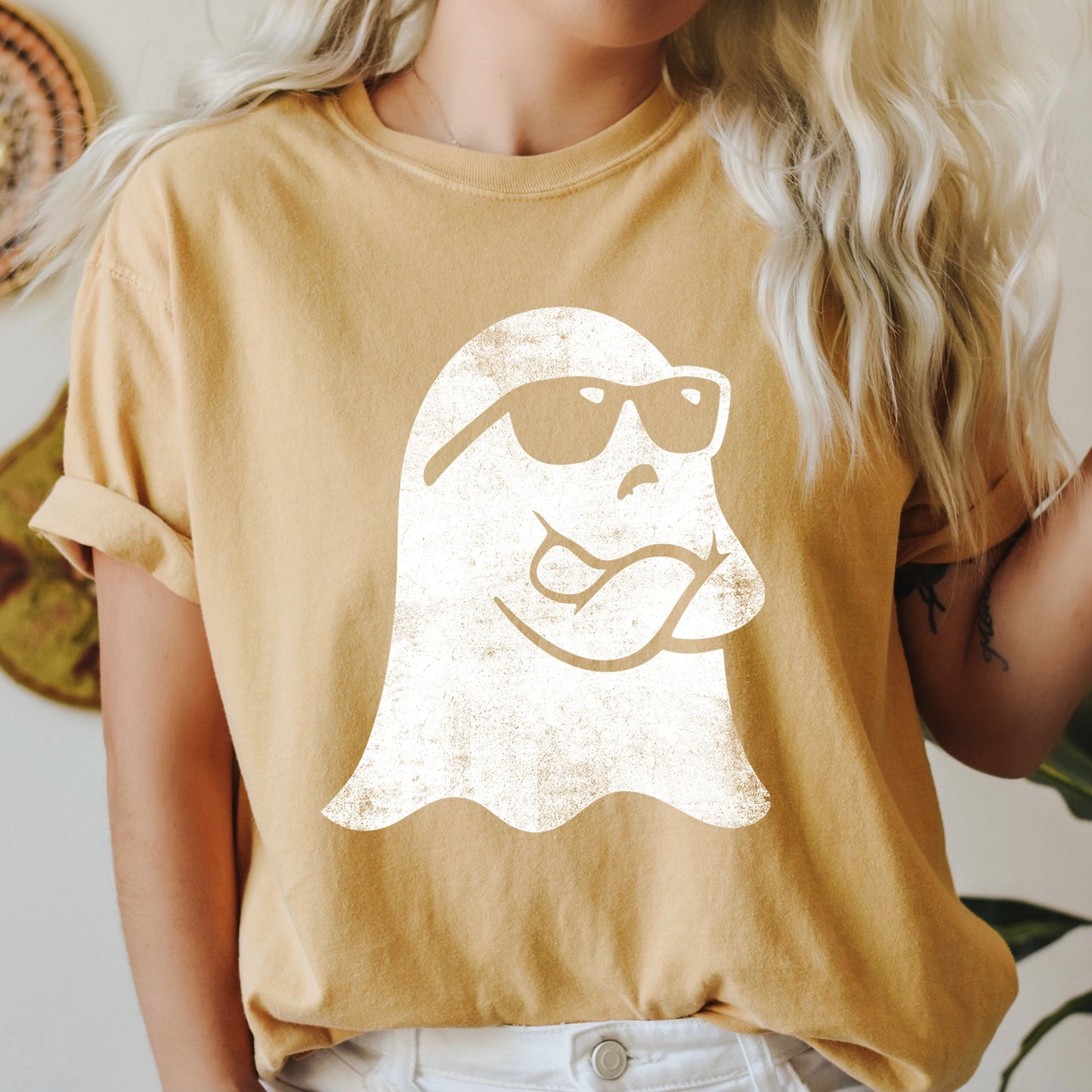 Ghost Arms Crossed Retro Halloween Comfort Colors Tshirt