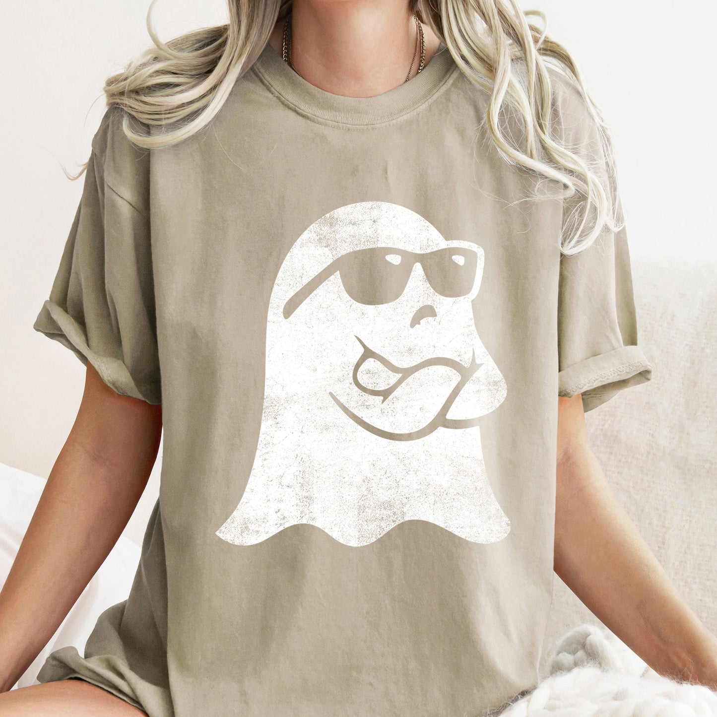 Ghost Arms Crossed Retro Halloween Comfort Colors Tshirt