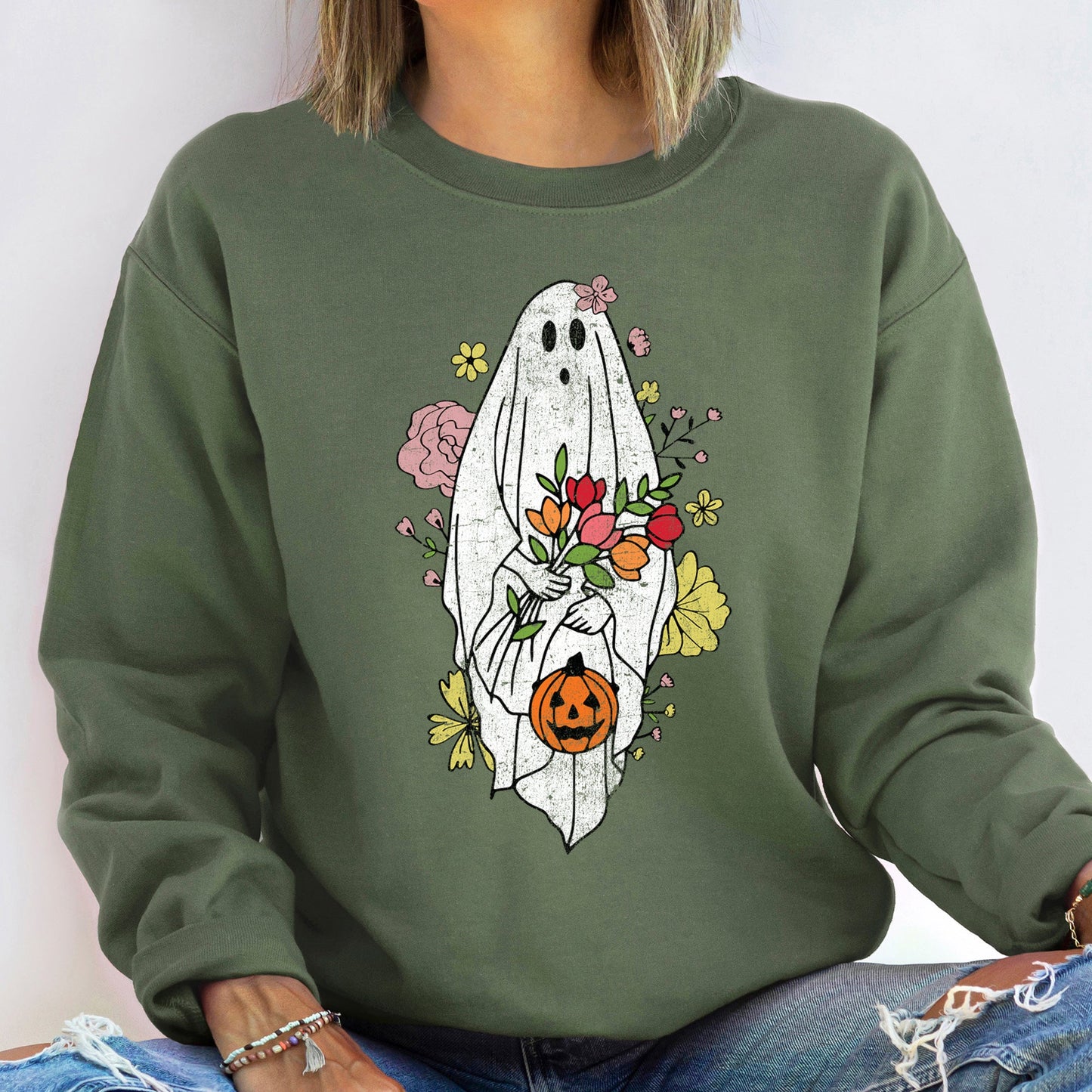 Ghost Bride Halloween Sweatshirt Unisex Cotton/Polyester Blend