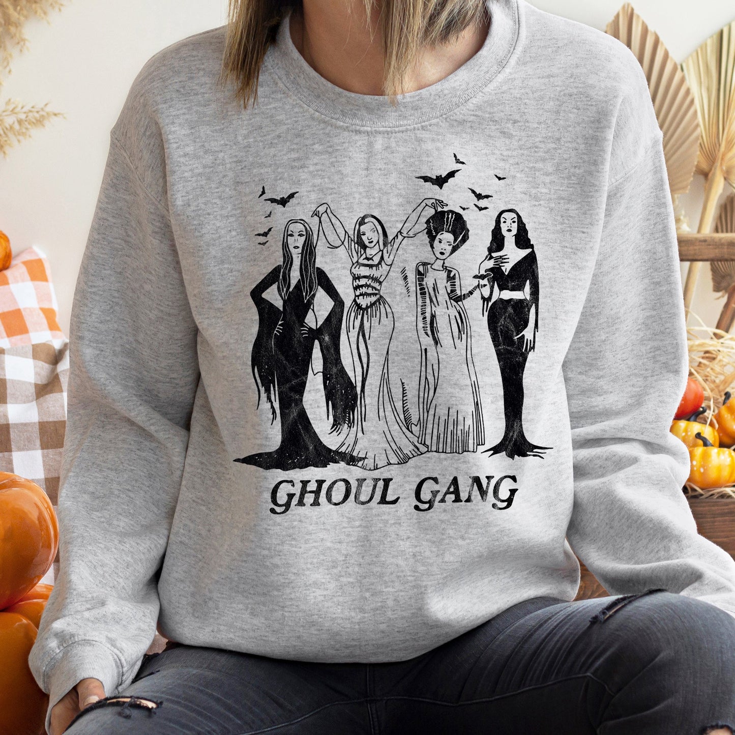 Ghoul Gang Halloween Sweatshirt Unisex Cotton Polyester Blend