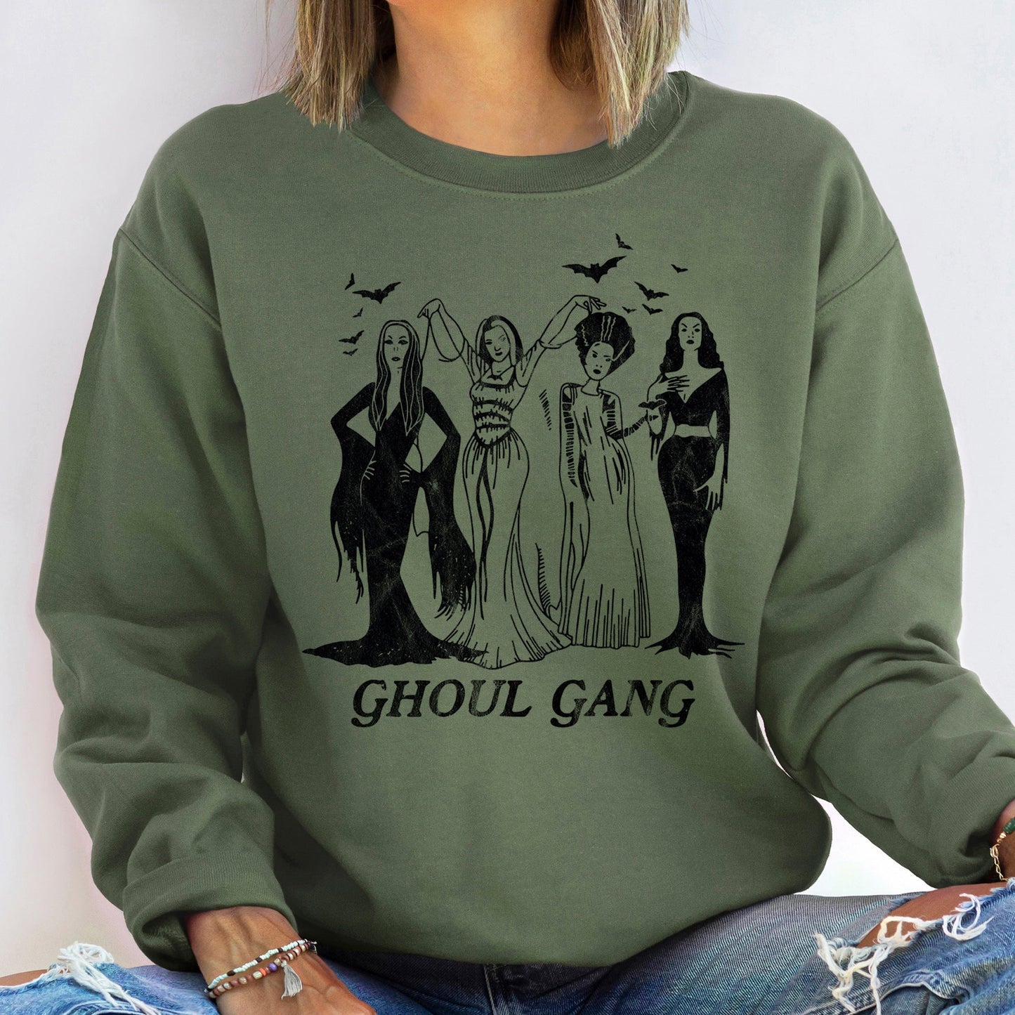 Ghoul Gang Halloween Sweatshirt Unisex Cotton Polyester Blend