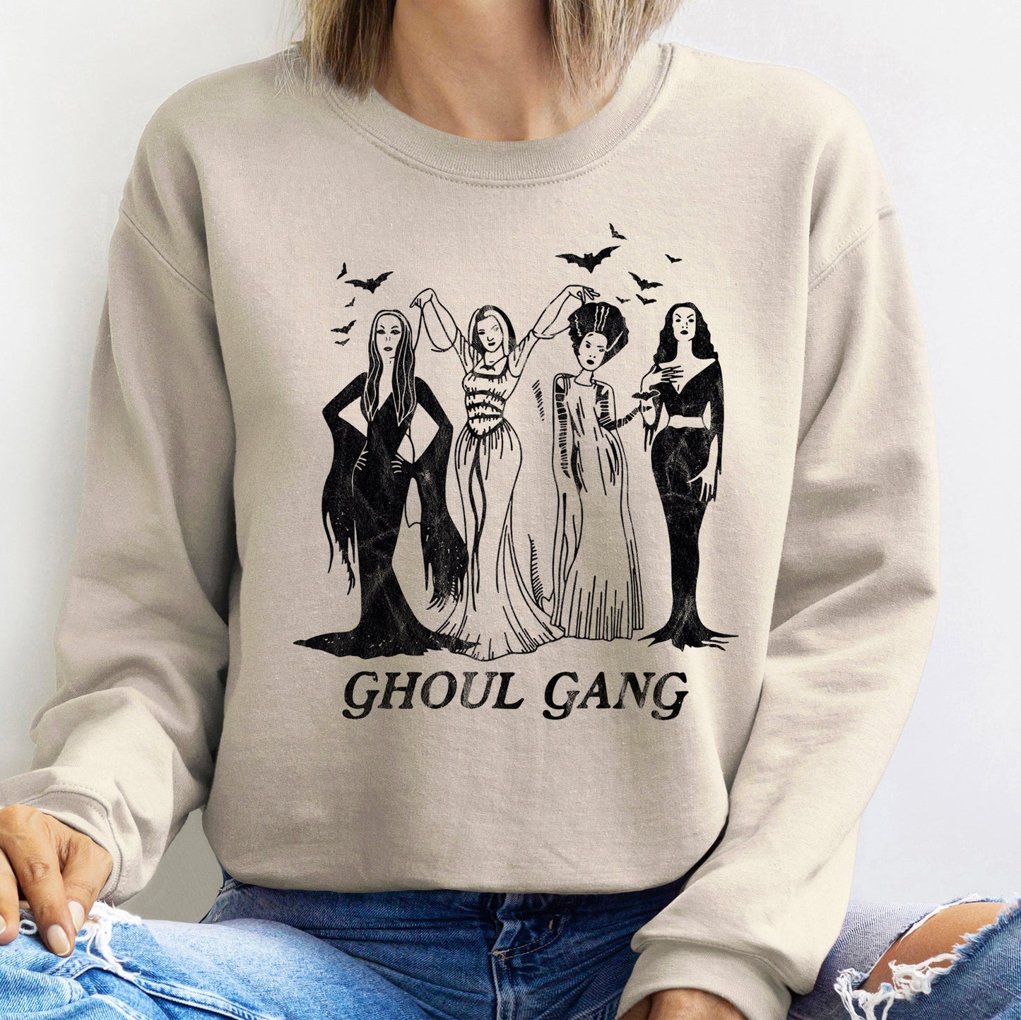 Ghoul Gang Halloween Sweatshirt Unisex Cotton Polyester Blend