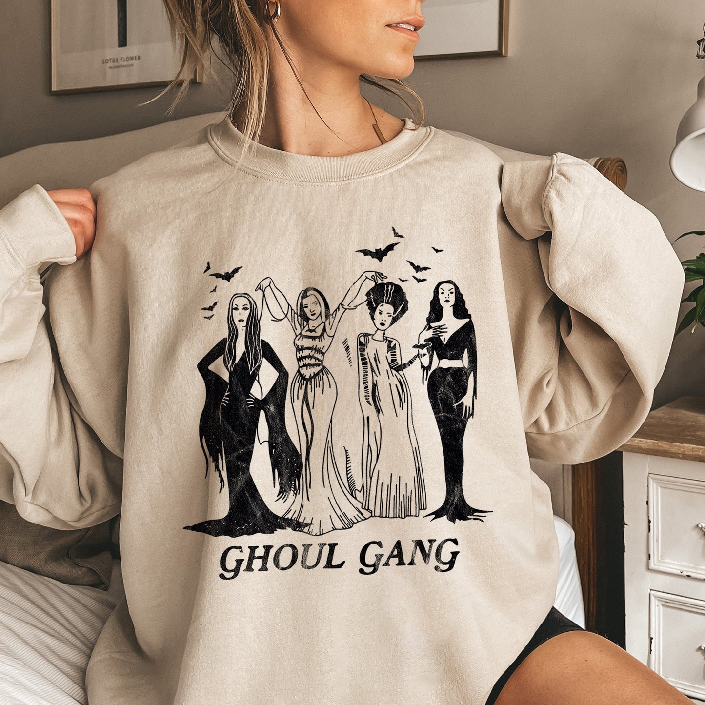 Ghoul Gang Halloween Sweatshirt Unisex Cotton Polyester Blend