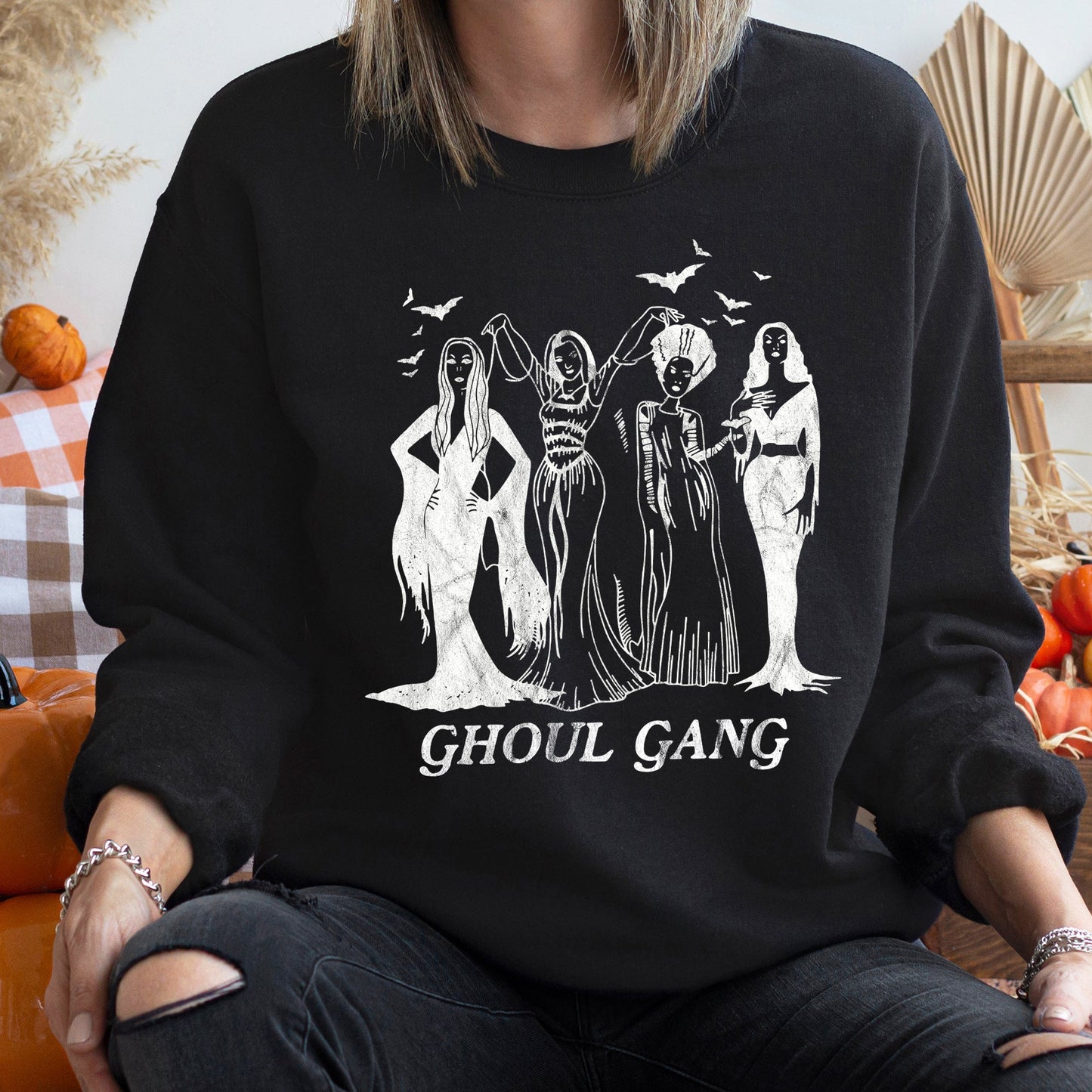 Ghoul Gang Vintage Halloween Sweatshirt Soft Fleece Unisex Sweatshirt