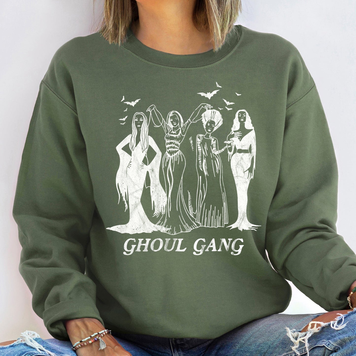 Ghoul Gang Vintage Halloween Sweatshirt Soft Fleece Unisex Sweatshirt