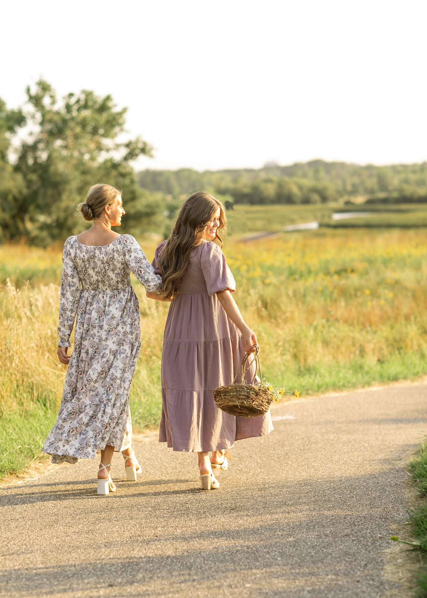 Gia Smocked Long Sleeve Maxi Dress Pink Inherit Co.