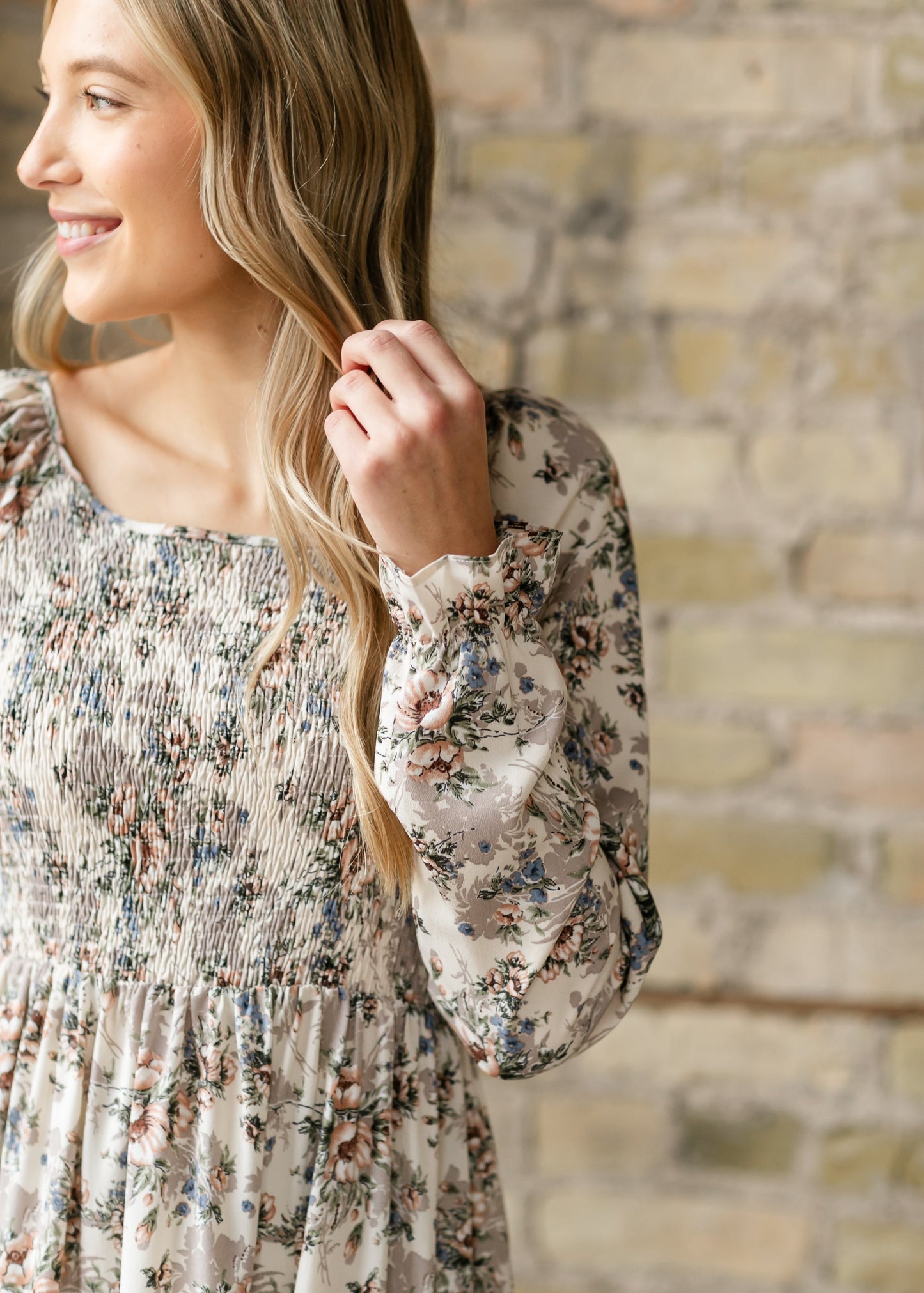 Gia Smocked Long Sleeve Maxi Dress Pink Inherit Co.