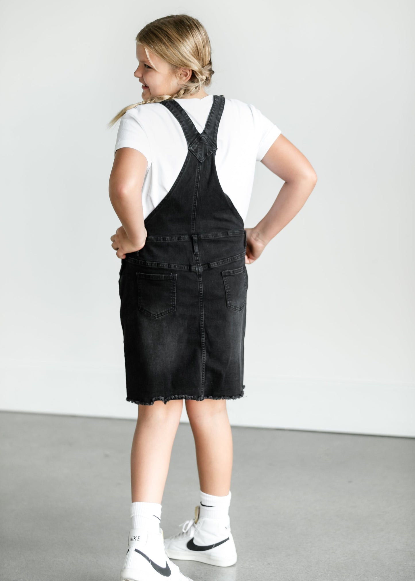 Aria Light Wash Denim Overall Jumper Dress Girl's Inherit Co.