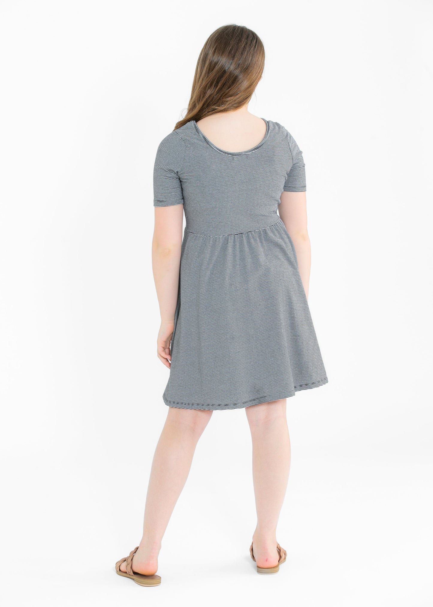 Girl's Skater Midi Dress Black/White Cotton Saylor
