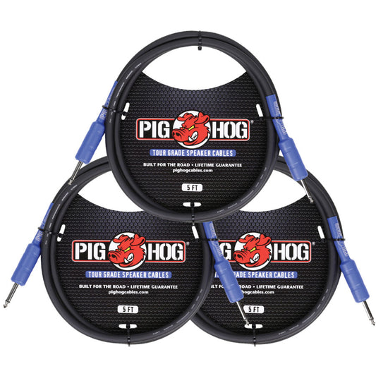 9.2mm Gauge Wire Speaker Cable 5 Ft 3 Pack Pig Hog PHSC5