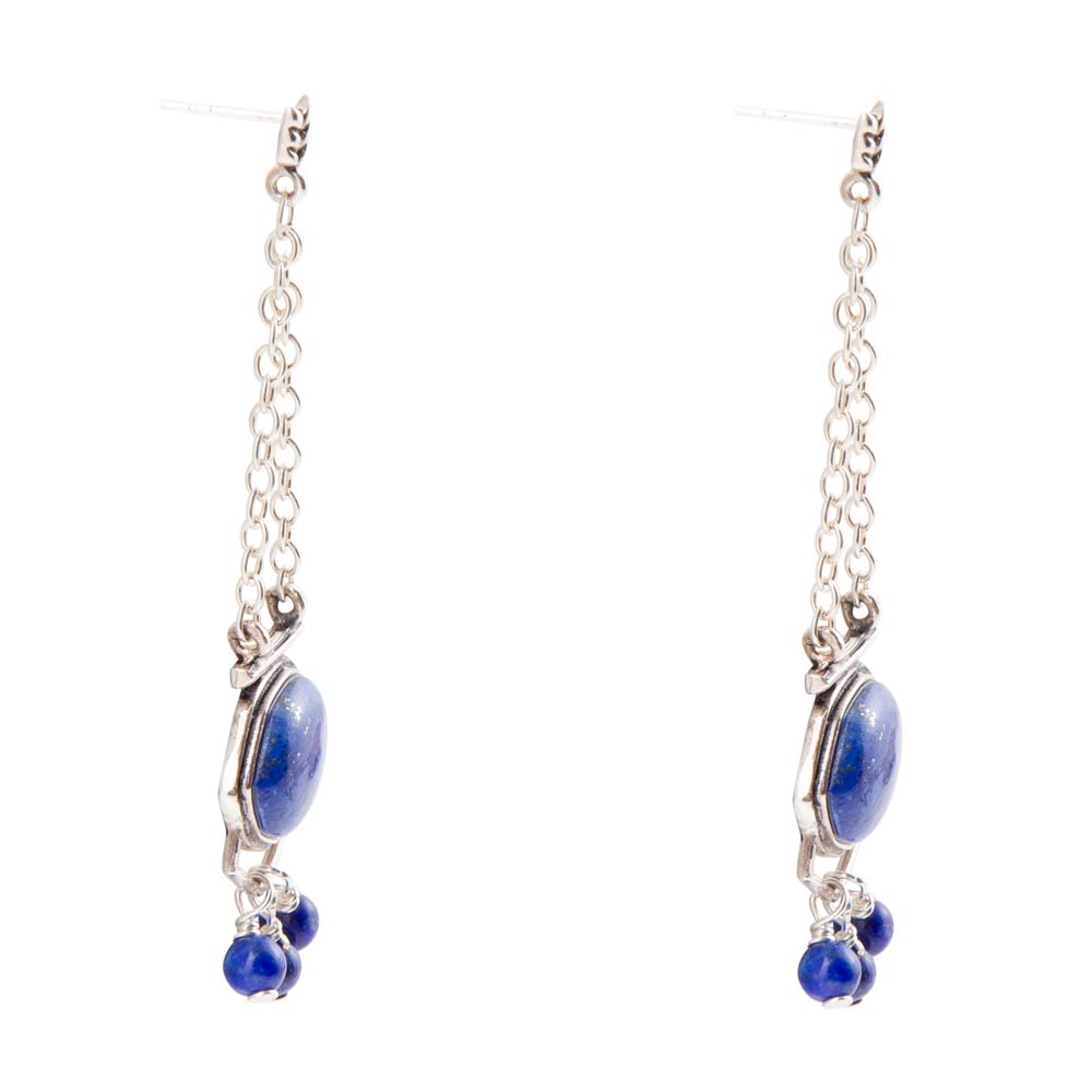 Blue Lapis Sterling Silver Drop Earrings Go West