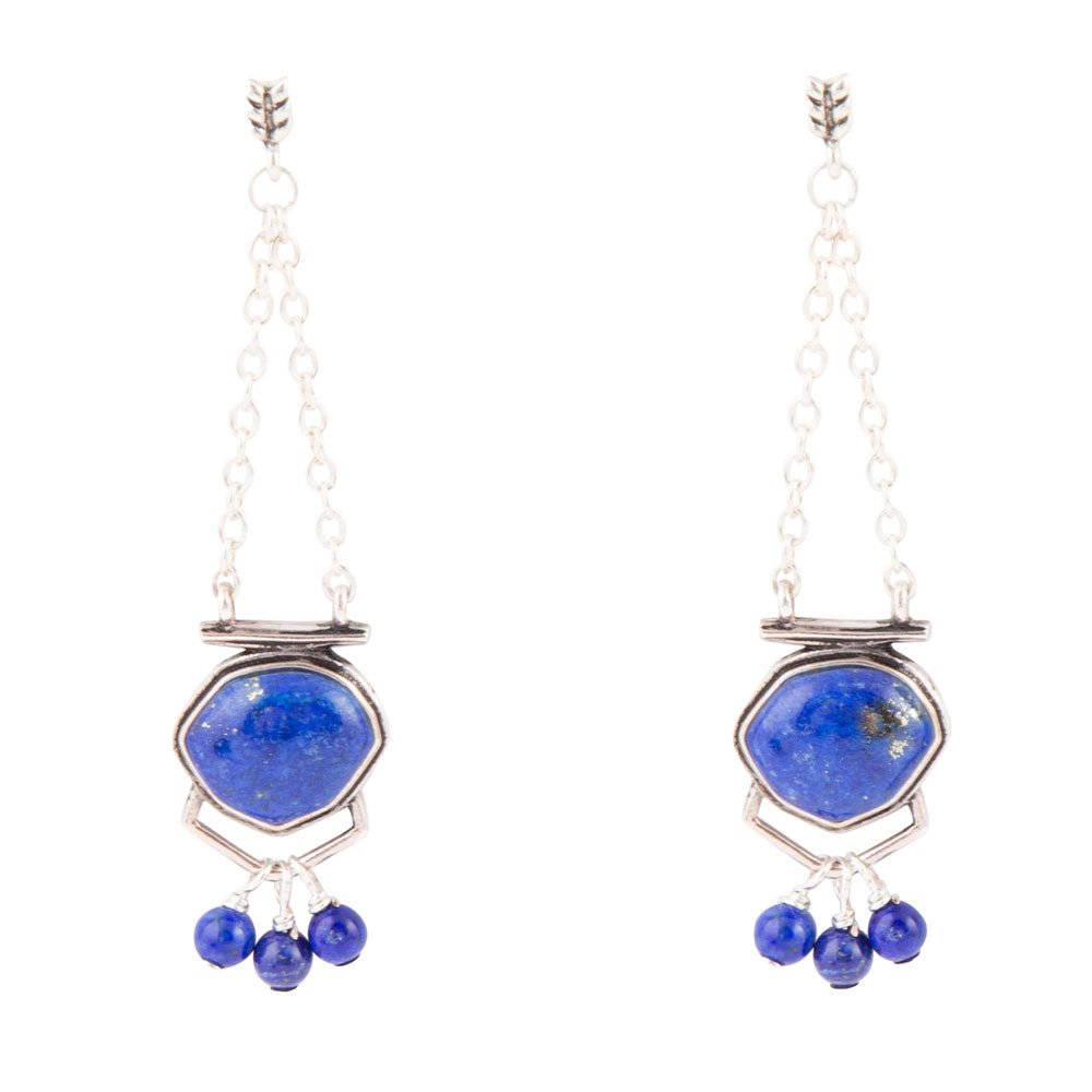 Blue Lapis Sterling Silver Drop Earrings Go West