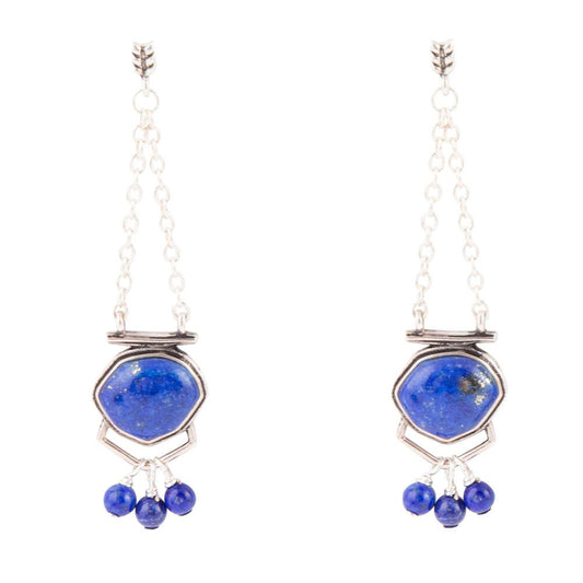 Blue Lapis Sterling Silver Drop Earrings Go West