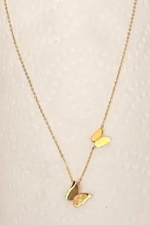 Gold Plated Butterfly Pendant Necklace Stainless Steel Layered Jewelry