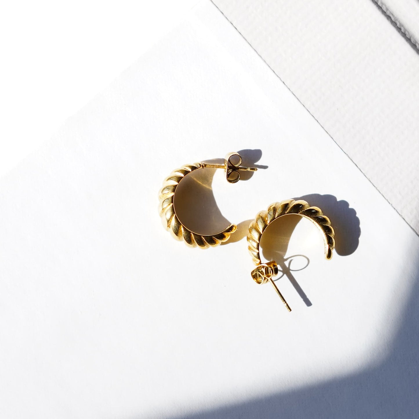 Gold Croissant Lightweight Hoop Earrings Sela Designs