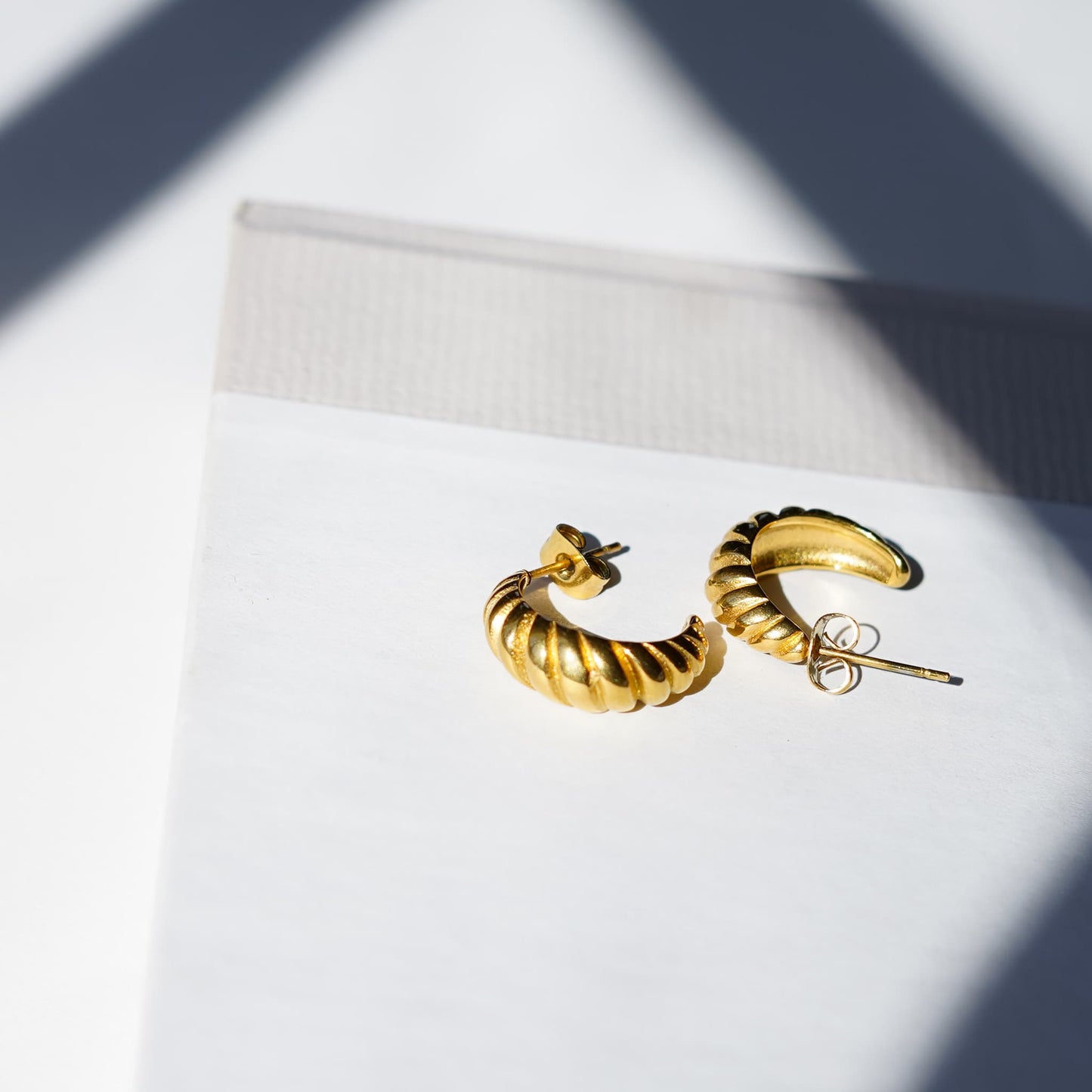 Gold Croissant Lightweight Hoop Earrings Sela Designs
