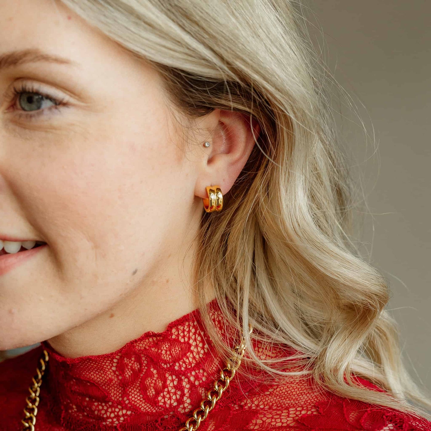 Gold 14k Plated Huggie Hoop Earrings