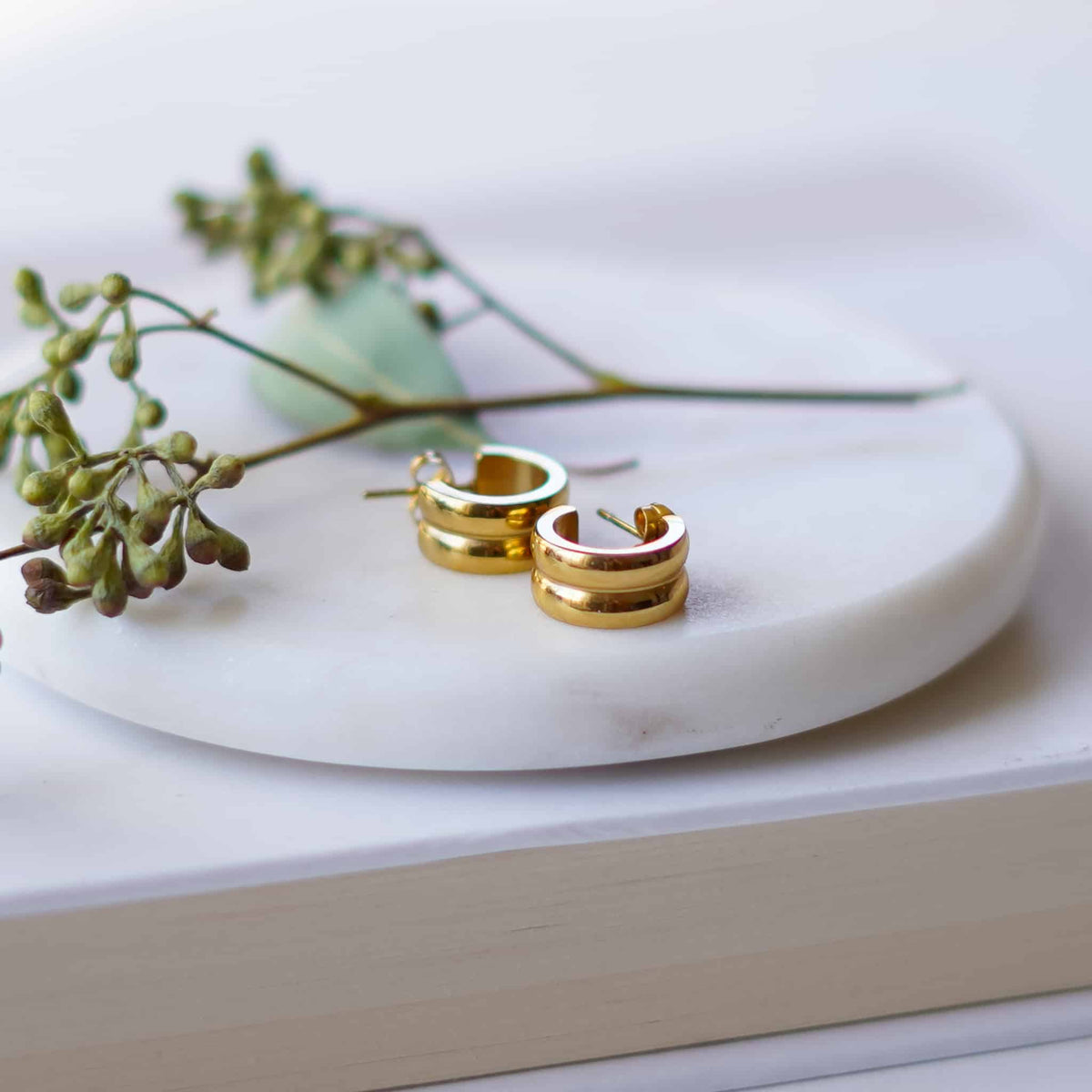 Gold 14k Plated Huggie Hoop Earrings