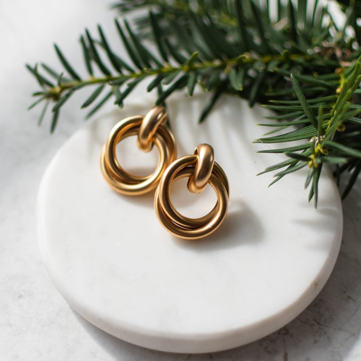 Gold Plated Knot Earrings Statement Earrings Sela Designs