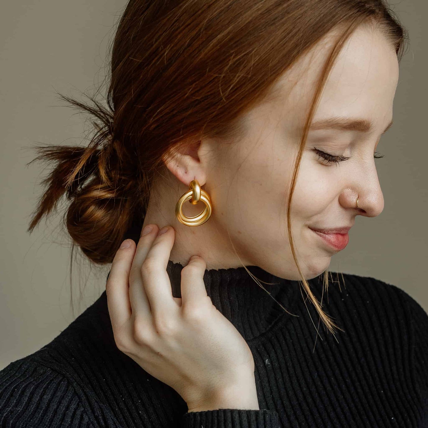 Gold Plated Knot Earrings Statement Earrings Sela Designs