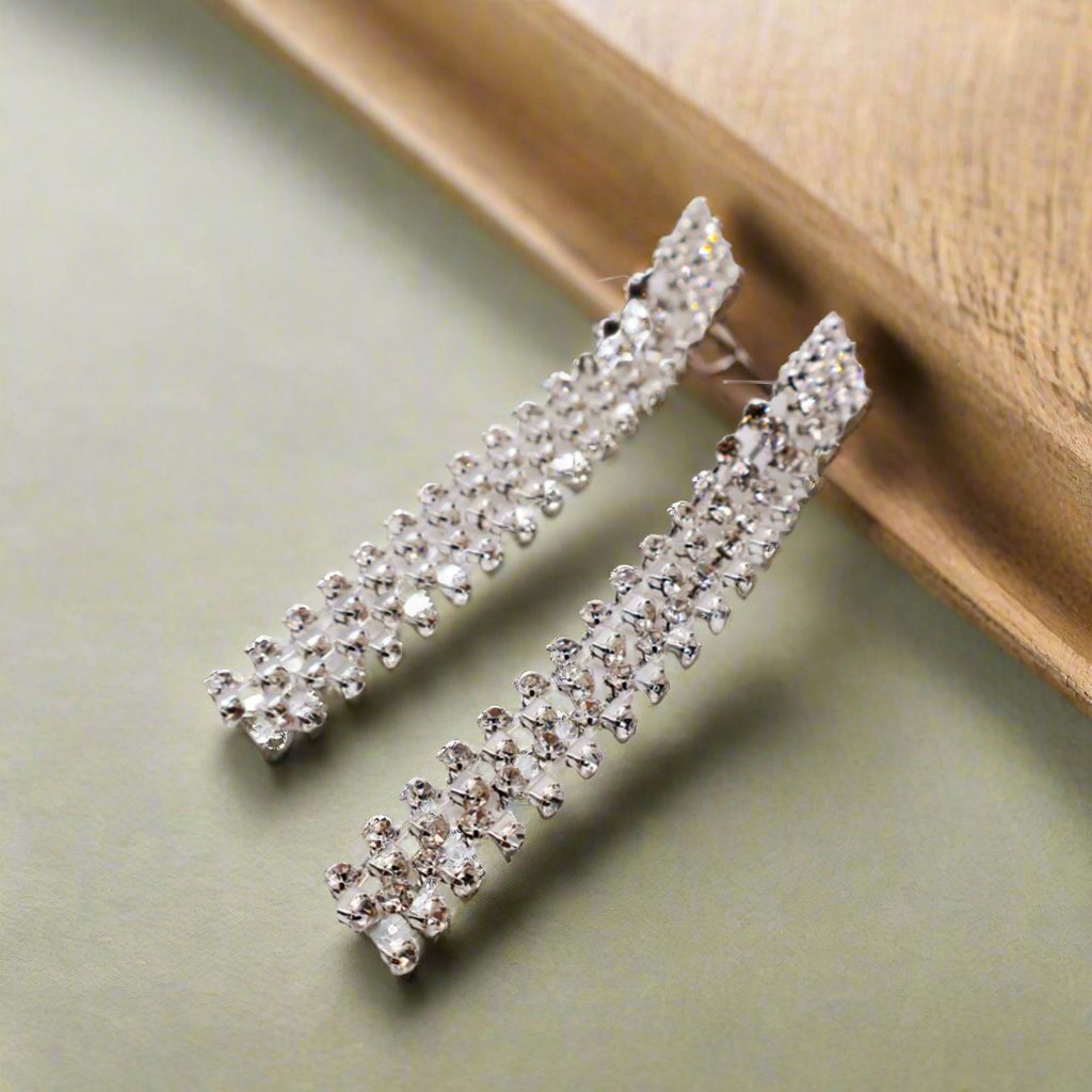 Dazzling Cascade Faux White Diamond Earrings White Gold-Dipped Le Reussi®