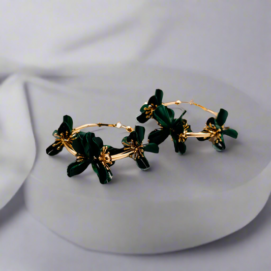 Gold Flower Hoop Earrings Floral Luxe Hoops