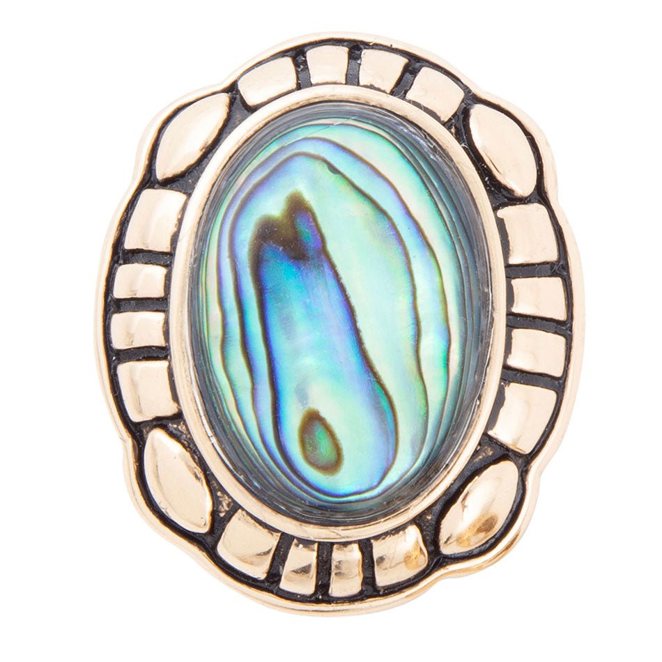 Green Abalone Golden Statement Ring Jewelry Barse