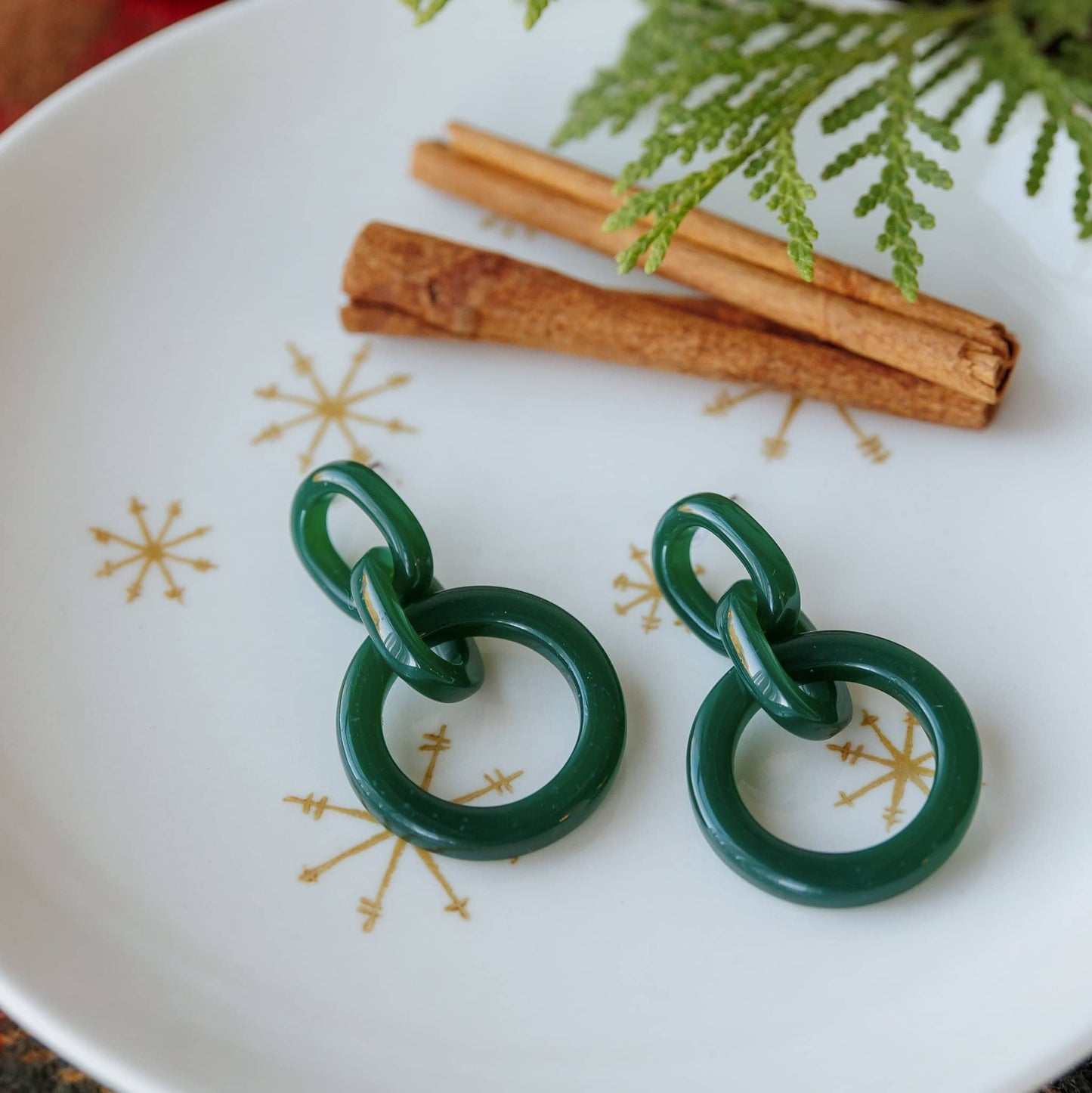Green Lightweight Ethical Hali Earrings Sela Designs