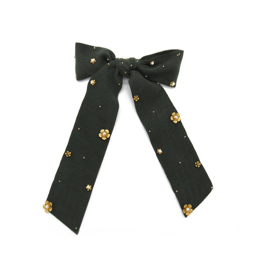 Green Zinnia Handmade Barrette Hair Accessory ADIBA