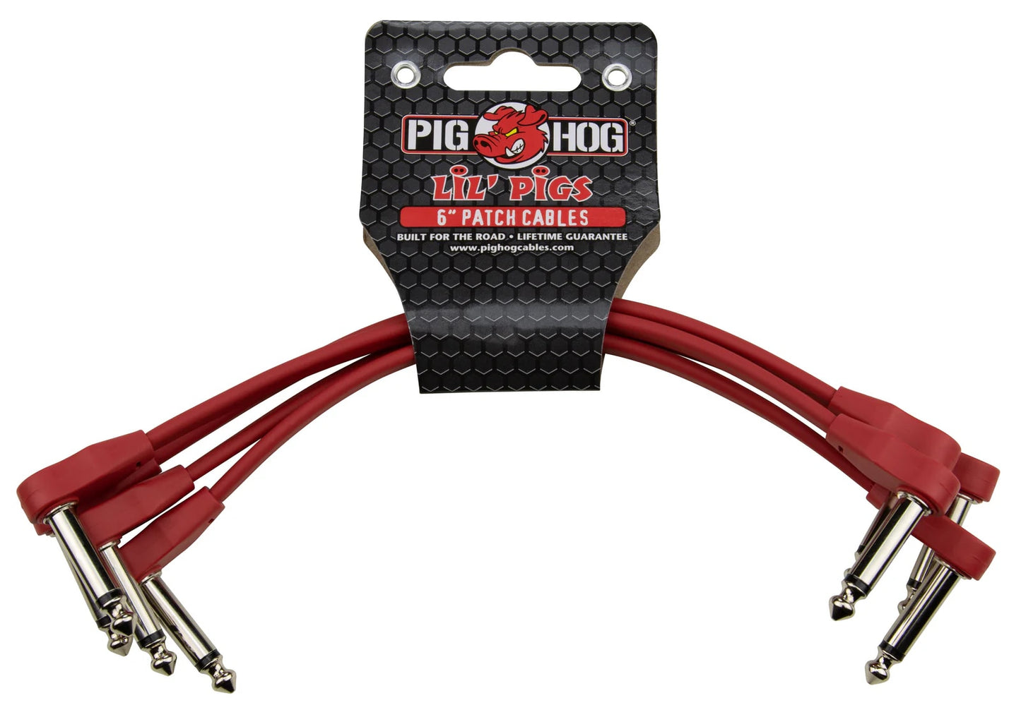 Pig Hog Lil Pigs 6in Low Profile Patch Cables 4 pack Candy Apple Red