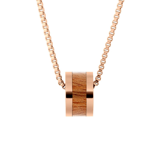 Gum Burl Rose Gold Barrel Bead Pendant