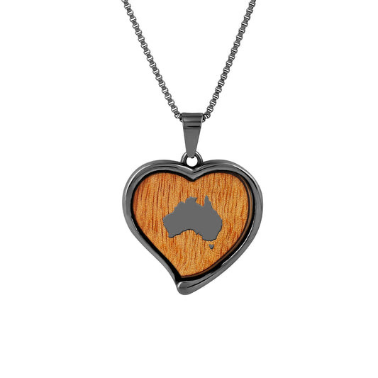 Gum Burl Heart Necklace - Gunmetal
